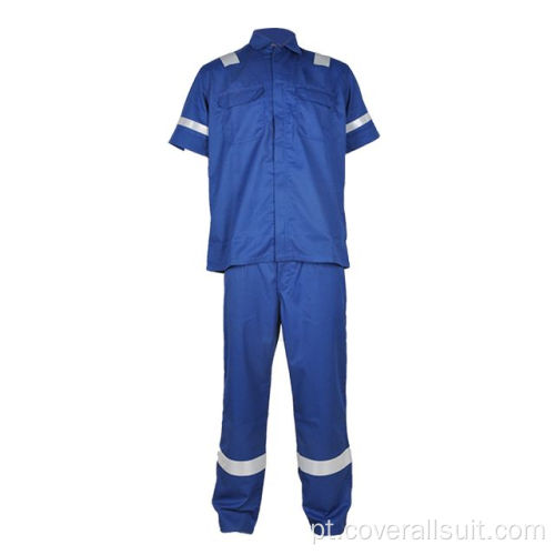 coveralls de trabalho de algodão retardante de fogo manga curta